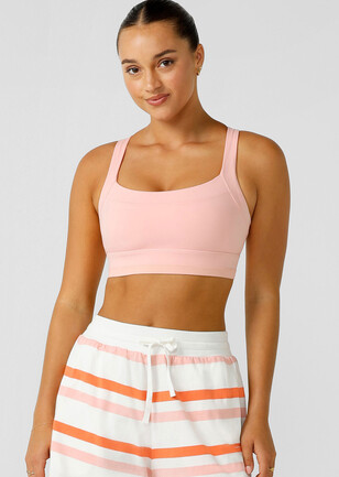 Lululemon Ivory/Black Striped Hot Pink Criss Cross Back Sports Bra- Si –  The Saved Collection