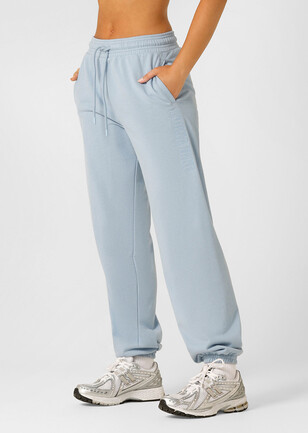 Lorna Jane blue & white lace overlay jogger pants, zip ankle