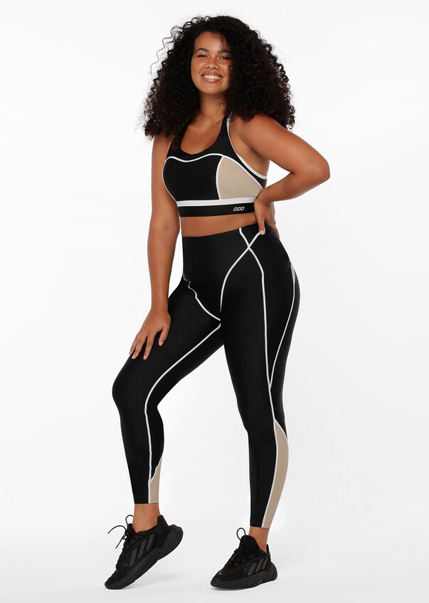 Black Crop Leggings with Pockets & Pink Piping