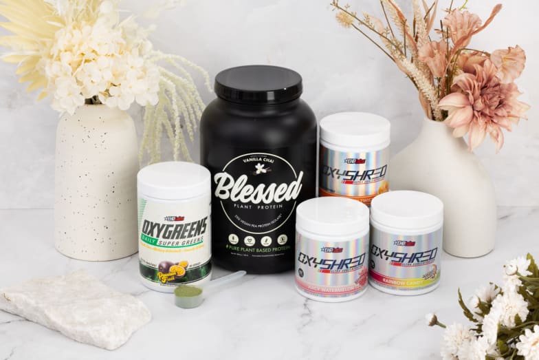 EHP Lab's bestselling OxyShred and Blessed Plant-Based Protein supplements