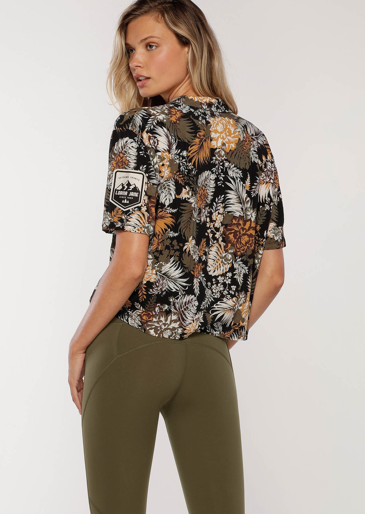 Club Leisure Camp Shirt | Retro Tropicana Print | Lorna Jane AU