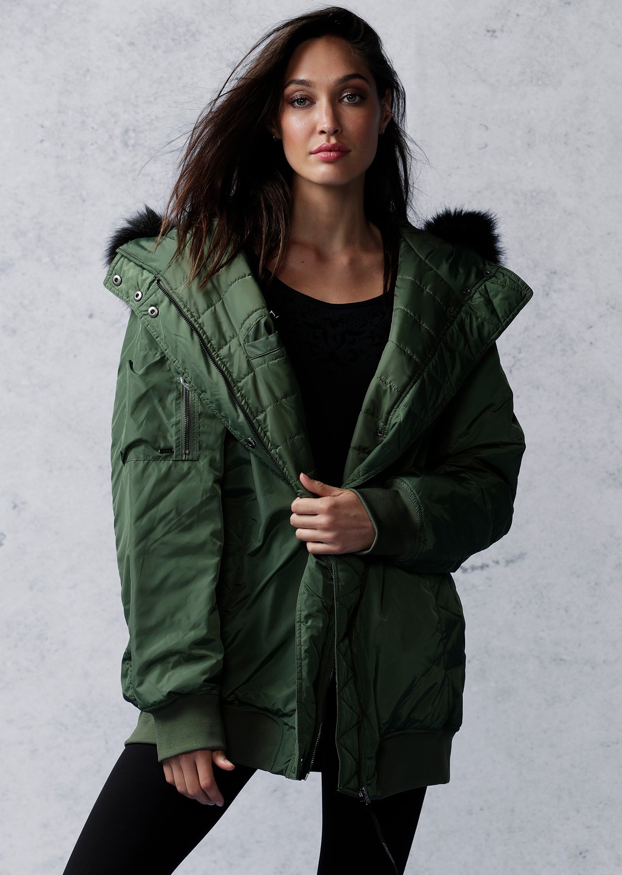 Green hot sale puffa coat