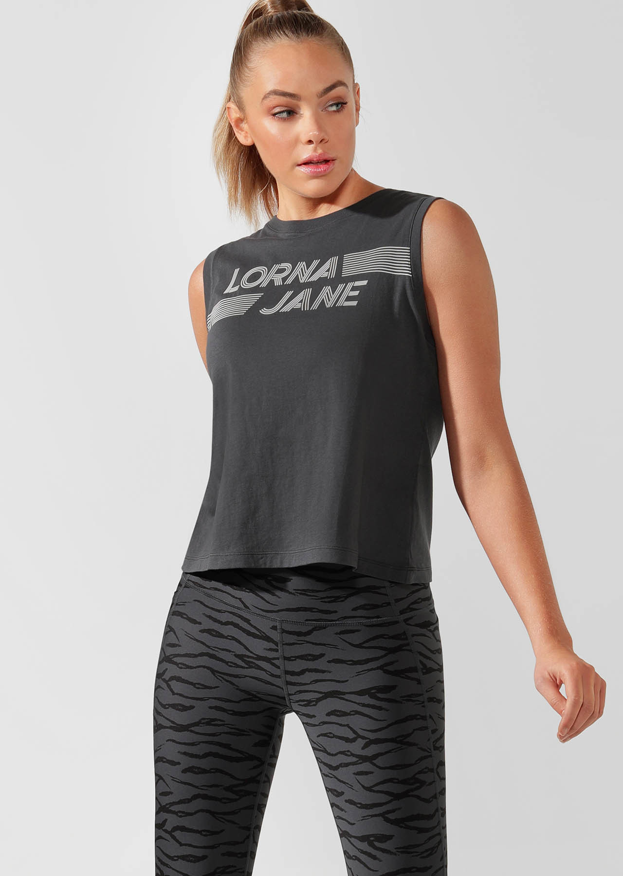 Speedster Cropped Tank | Titanium | Lorna Jane AU